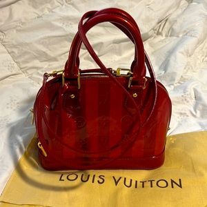 Louis Vuitton Monogram Vernis Alma BB Rayures Handbag Minor Signs Of Wear